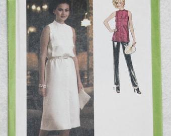 Size 10 Bust 32.5" Vintage 70'sSimplicity Sewing Pattern 8997 Sleeveless Dress or Tunic, Stand-up Collar and Front Pockets