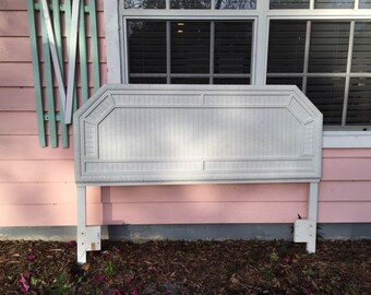FAUX BAMBOO QUEEN Size Headboard White Hollywood Regency, Palm Beach Chic, Chinoiserie at Ageless Alchemy