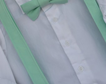 Solid Mint Bowtie & Suspender Set - Baby / Toddler / Child