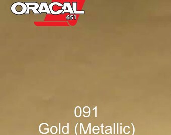 12" - Choose Size ORACAL 651 - Gold (Metallic) - Permanent Adhesive Vinyl for Decals, Tumblers, Car Graphics.