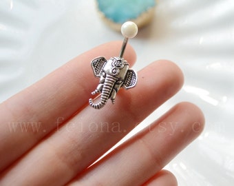 Silvery elephant belly button ring, elephant Navel Piercing,friendship belly rings, Dangle Belly Ring , Belly Button Piercing, Belly jewelry