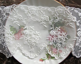 Reneabouquets Trim- 4.25 Inch Wide Flower Crown Lace, Embroidery, Venice , Bridal, Costume Design, Lace Applique, Crafting