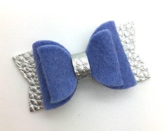 Handmade Wool Felt Bow, Winter Felt Bows, Baby Hair Bow, Headband Bow.