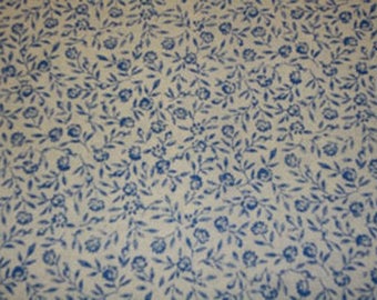 Cotton Fabric Wlhite with Blue Wild Flowers