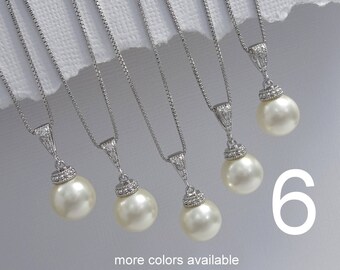 Set of 6 Bridesmaid Necklaces, Bridesmaid Gift, Wedding Necklace, Swarovski Necklace, Bridal Party Gift, Bridesmaid Necklaces Set of 6