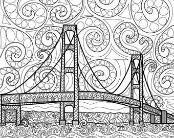 Printable Coloring Page Zentangle Mackinac Island Coloring Book