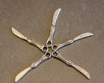 5 charms silver metal knife
