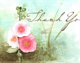 Hollyhock Thank You Card