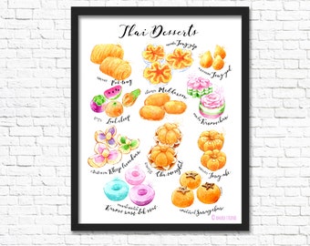 Thai Desserts 02/ Art Print / Wall Art/ Handmade