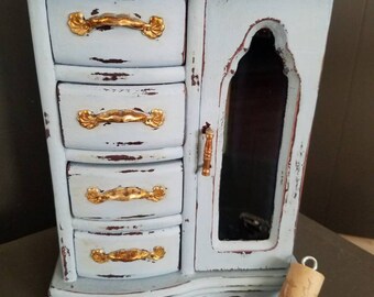 Distressed Glacier blue jewelry box