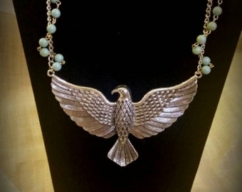 After Life Accessories Handmade Silver Eagle Bib Necklace