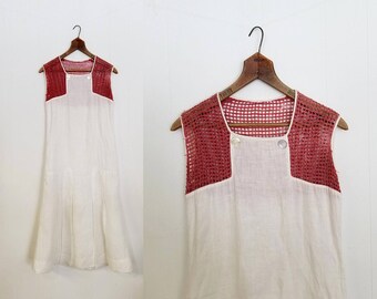 Vintage 20s Dress | Linen Dress | 1920s Dress | XXS