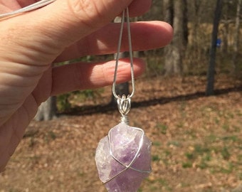 Raw Cut Lavender Amethyst Necklace