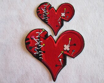 Embroidered Broken Heart Iron On Patch, Iron On Patch, Heart Patch, Broken Heart, Heart Applique