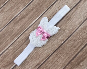 White Easter Bunny, White Bunny Headbands, Easter Bunny Headbands, Easter Headbands, First Easter Headbands, Newborn Easter Headbands