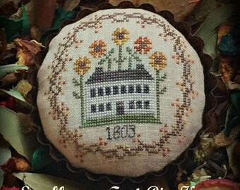 Sunflower Tart Primitive Cross Stitch Chart Digital Pattern Instant Download