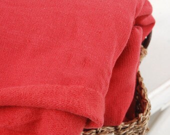 Orange Red French Terry Knit Fabric, Brushed Cotton French Terry Knit, Stretchy Fabric - By the Yard 94657