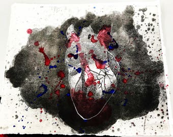 Anatomical Heart Lithography Print
