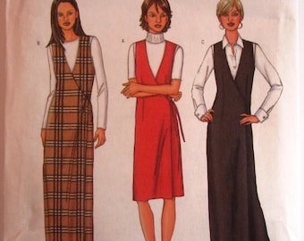 Easy Sew Misses Fitted Wrap Jumper, Straight or A-line, Two Lengths Sizes 12 14 16 Butterick Pattern 3191 UNCUT