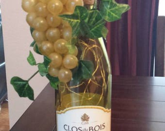 Wine bottle art with fairy lights