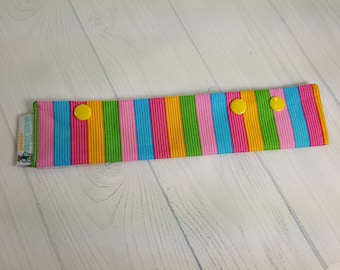 Long Needle Cozy DPN Holder, Ice Cream Parlor Stripes - project holder 9"x2" - (Hold up to 8" Needles) NCL0054
