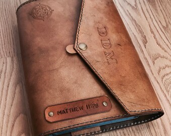 Personalized Leather Bible Cover, Custom Scripture Cover, Large Bible Cover, Handmade Bible Cover, Christian Gift, Christian Bible Case