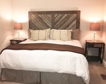 Reclaimed Wood Chevron Headboard