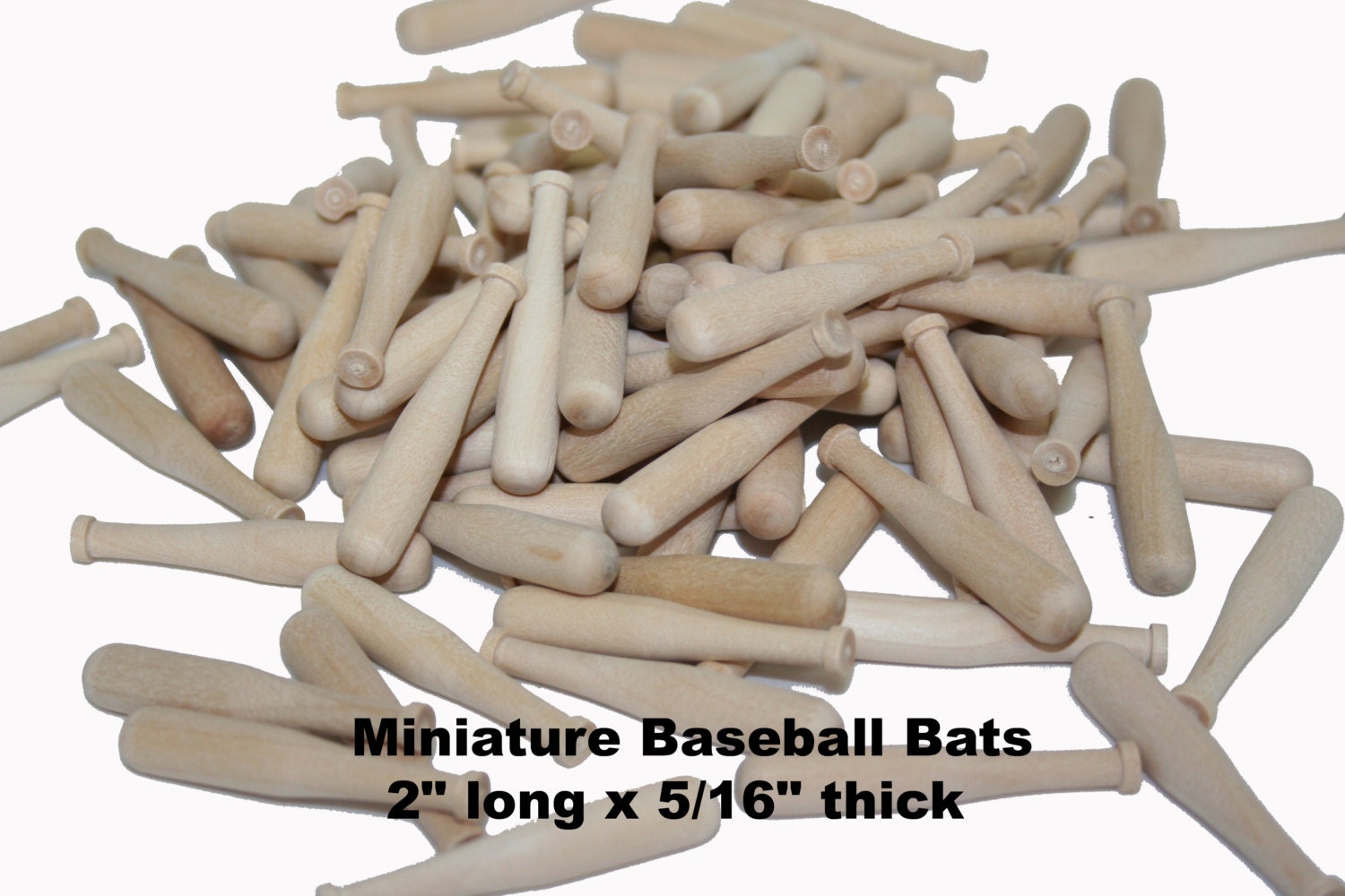 25 Miniature Baseball Bats 2 long x 5/16 thick