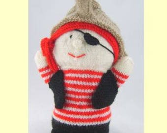 Pirate Hand Puppet Knitting Pattern, Pirate Knitting Pattern, Hand Puppet Knitting Pattern, Play Puppet Knitting Pattern, Imagination Toy
