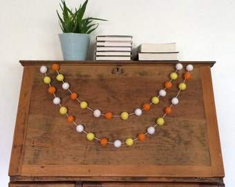 Candy Corn Felt Ball Garland