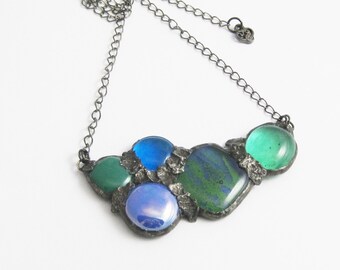 Urban Artifact | Eclectic Fused Glass | Statement Jewelry | Stained Glass Pendant
