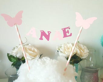 Decoration-Garland-name for cake - Butterfly theme