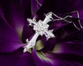 Cross- Fine Silver Pendant with Chain