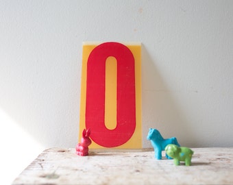 Vintage Marquee Letter O Sign 0 Sign Zero - Red Yellow Marquee Plastic Letter O Vintage Letter O Gas Station Sign Vintage Letter O
