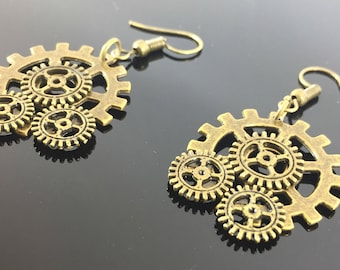 Steampunk "Gearrings" Antique Bronze Design
