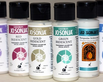 Iridescent Paint Set of 6-2 oz. Bottles,Iridescent Paint Colors,Jo Sonja's Iridescent Acrylic Paints,Faux Finish Paints,Shimmer Craft Paint