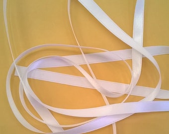 White Silk Satin Ribbon, Double-Faced - 1/4 Inch - 6mm - White Bridal Fashion or Lingerie Ribbon - Sold by the Yard