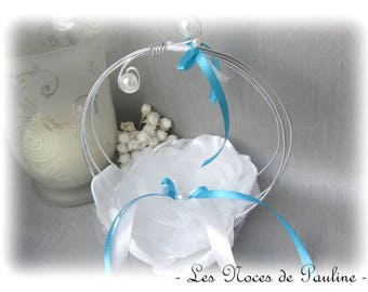 Ring bearer white and turquoise wedding rings "Swirls"