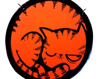 stained glass suncatchet cat