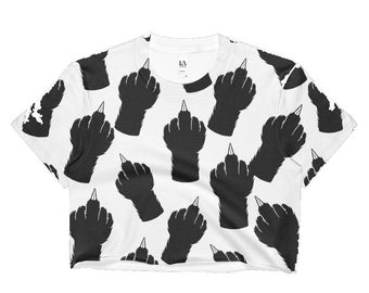 Cat Middle Finger (Paw) Crop Top
