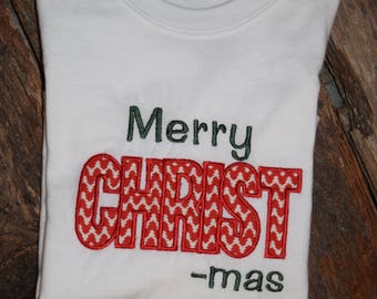 White Long Sleeve Merry CHRIST-mas Shirt Multiple Sizes Available Made to Order, Christmas