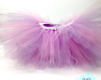 Hot Pink and Purple Reversible Long Tulle Tutu Skirt newborn