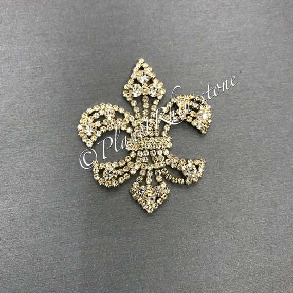 Gold Fleur De Lis Rhinestone Applique #AS-14