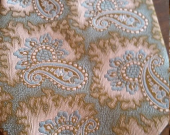 Vintage Paisley Tie Parisian Royal patent loop ready made wide Tie, Tidy Tuck Tab, Made in New Zealand