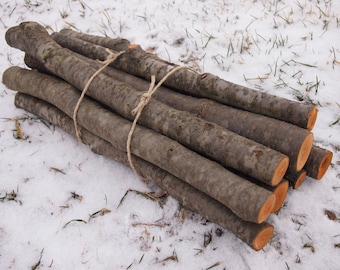 9 Natural ALDER WOOD Logs in a Bundle - Woodland Decor - Country Decor - Rustic Wedding
