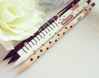 Paris Mechanical Pencils Polka Dot Stripes Eiffel Tower White Black Sand Pencil