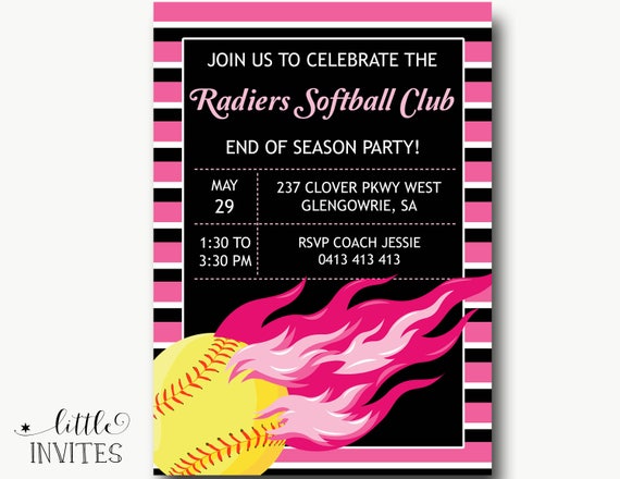 Softball Birthday Invitations/Softball Party
