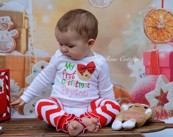 My first Christmas Gingerbread Girl Outfit, Christmas Body Suit
