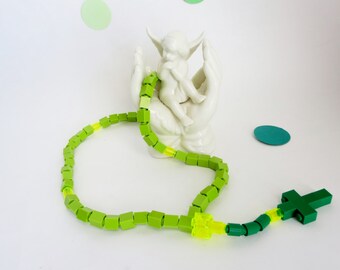 Catholic Rosary - Kids Rosary made of Lego Bricks - Green Rosary