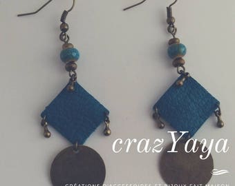 Leather and metal earrings